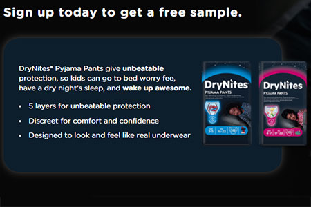 Free Sample of Huggies DryNites Pyjama Pants